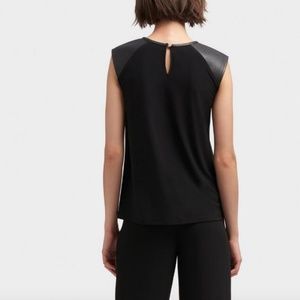 DKYN Tank Top with Faux-Leather Accent